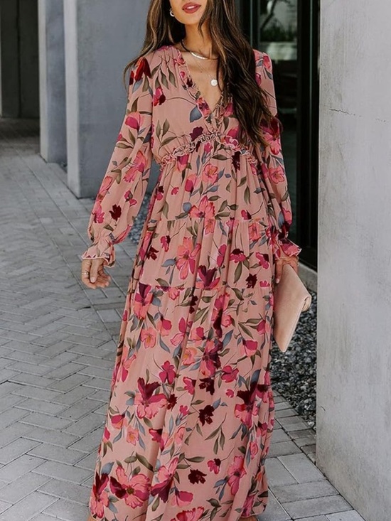 Amazon Dresses & Skirts - Amazon Sweezarmo Pink and Red Floral Maxi Formal Dress